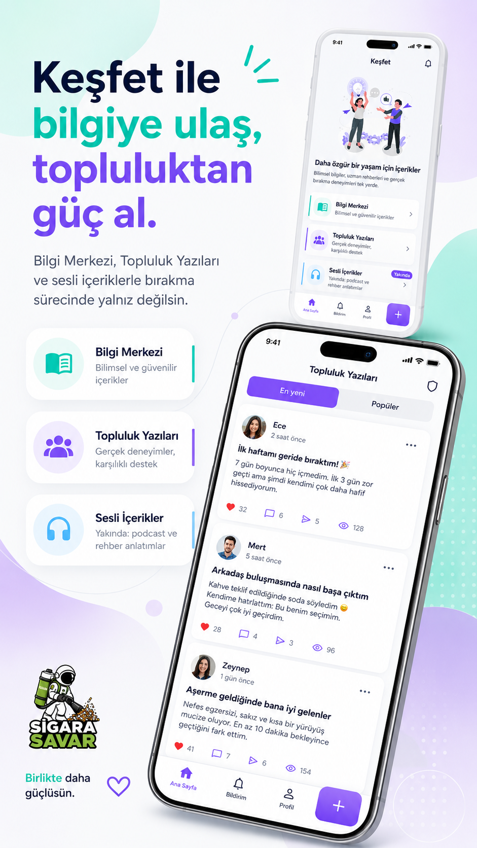 Sigara Savar keşfet ve topluluk yazıları ekranları