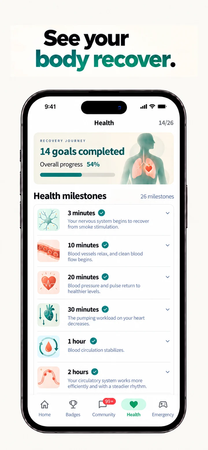 Sigara Savar store artwork: health progress screen