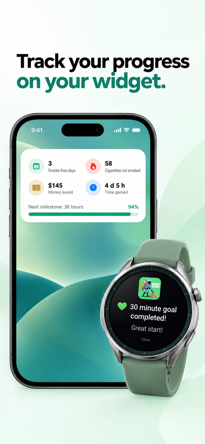 Sigara Savar store artwork: widget and watch tracking